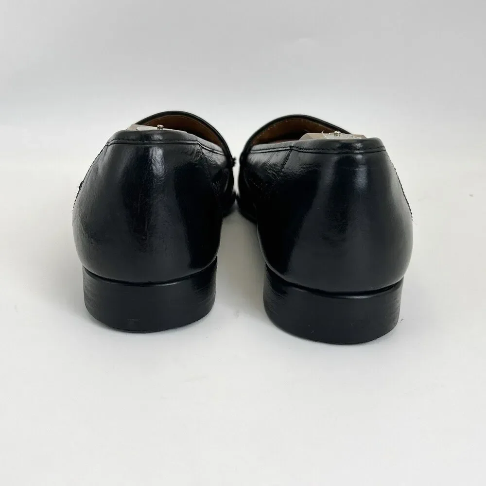 VOLARE by Carlo Leoni Bit Loafers Mens Sz 10.5 Black Leather Made Italy VTG 70s